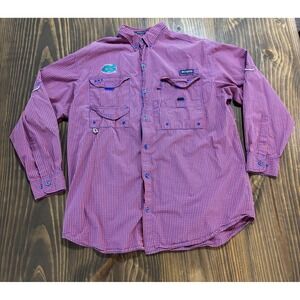 COLUMBIA Super Bonehead PFG Shirt Mens Large Orange Blue Gators Long Sleeve